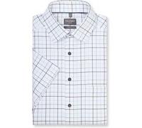 OLYMP Luxor, bügelfreies Business Hemd, Comfort Fit, Blau, Karo, Kurzarm, Kent, 44 (1014121144)