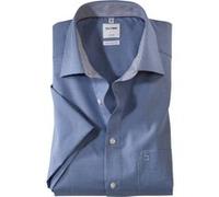 OLYMP Luxor, Bügelfreies Business Hemd, comfort fit, Blau, Karo, Kurzarm, Kent, 45 (3190121945)
