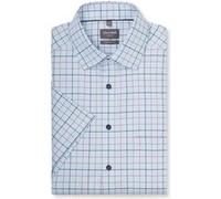 OLYMP Luxor, bügelfreies Business Hemd, comfort fit, Blau, Karo, Kurzarm, Kent, 46 (1014121846)