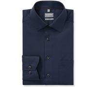 Langarmhemd OLYMP "Luxor comfort fit", Herren, Gr. 41, N-Gr, nachtblau, Web, Obermaterial: 100% Baumwolle, comfort fit, 2-Knopf-Manschette, Hemden, Struktur - Satin, comfort fit, Businesshemd, New-Ken