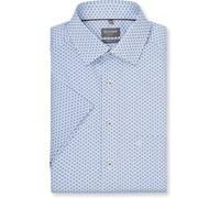 Kurzarmhemd OLYMP "Luxor", Herren, Gr. 43, N-Gr, blau (bleu), Web, Obermaterial: 100% Baumwolle, gemustert, comfort fit normal, Hemden, Businesshemd, comfort fit, New Kentkragen (97932366-43) bleu