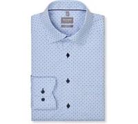 Langarmhemd OLYMP "Luxor", Herren, Gr. 43, N-Gr, bleu, Web, Obermaterial: 100% Baumwolle, comfort fit normal, 2-Knopf-Manschette, Hemden, Businesshemd, comfort fit, Under-Button-down-Kragen (34835644-