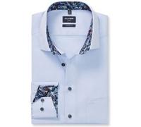 Langarmhemd OLYMP "Luxor modern fit", Herren, Gr. 41, N-Gr, blau (bleu), Web, Obermaterial: 100% Baumwolle, casual, Langarm 2-Knopf-Manschette, Hemden, Businesshemd, modern fit, New-Kentkragen (531524