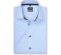 OLYMP Luxor, bügelfreies Business Hemd, Modern Fit, Blau, Kurzarm, Kent, 46 (1228121146)