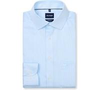 Businesshemd OLYMP "Luxor modern fit", Herren, Gr. 47, N-Gr, blau (bleu), Web, Obermaterial: 100% Baumwolle, gestreift, 2-Knopf-Manschette, Hemden, fein gestreift (59491126-47) bleu
