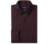 Langarmhemd OLYMP "Luxor", Herren, Gr. 44, N-Gr, braun (bordeaux), Web, Obermaterial: 100% Baumwolle, tailliert normal, 2-Knopf-Manschette, Hemden, Businesshemd, New-Kentkragen, Modern Fit (65872265-4