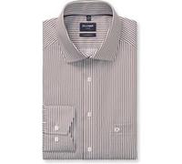 OLYMP Luxor, bügelfreies Business Hemd, modern fit, Braun, Streifen, Kent, 48 (1358742848)