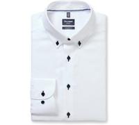 OLYMP Luxor, bügelfreies Business Hemd, Modern Fit, Weiß, Button-down, 43 (1294140043)