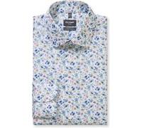 Langarmhemd OLYMP "Luxor", Herren, Gr. 43, N-Gr, weiß, Web, Obermaterial: 100% Baumwolle, normal, 2-Knopf-Manschette, Hemden, Businesshemd, New-Kentkragen, floraler Print, modern fit (56495219-43) wei