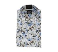 OLYMP Luxor Comfort Fit Big Herren Kurzarmhemd ? Weiß Blau Floral ? Bügelfreies Businesshemd aus 100% Baumwolle 50
