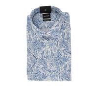 OLYMP Luxor Comfort Fit Big Herren Kurzarmhemd ? Weiß Blau Paisley ? Bügelfreies Hemd aus 100% Baumwolle 44