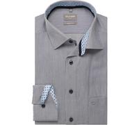 Langarmhemd OLYMP "Luxor", Herren, Gr. 41, Verlängerter Arm, marine, Web, Obermaterial: 100% Baumwolle, comfort fit normal, 2-Knopf-Manschette, Hemden, Businesshemd, comfort fit, New Kentkragen (55267