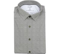 OLYMP Luxor 24/Seven Modern Fit Jerseyhemd graugrün, Bedruckt