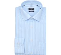 Businesshemd OLYMP "Luxor modern fit", Herren, Gr. 38, N-Gr, blau (bleu), Web, Obermaterial: 100% Baumwolle, gestreift, 2-Knopf-Manschette, Hemden, fein gestreift (59491126-38) bleu