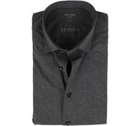Langarmhemd OLYMP "Luxor 24/Seven modern fit Jerseyshirt", Herren, Gr. 39, N-Gr, grau (anthrazit), Jersey, Obermaterial: 92% Baumwolle, 8% Elasthan, Hemden, mit geruchshemmenden Materialeigenschaften