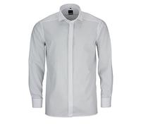 OLYMP Smokinghemd Herren Slim Fit Umschlagmanschetten,Extra langer Arm Baumwolle weiß, 44