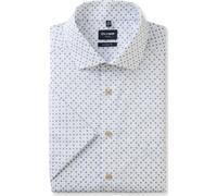 Kurzarmhemd OLYMP "Luxor modern fit", Herren, Gr. 43, N-Gr, beige (natur), Web, Obermaterial: 100% Baumwolle, bedruckt, casual, Kurzarm, Hemden, mit mehrfarbigen Druck (11977433-43) natur