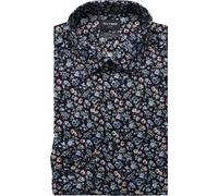 Langarmhemd OLYMP "Luxor", Herren, Gr. 42, N-Gr, marine, Web, Obermaterial: 100% Baumwolle, normal, 2-Knopf-Manschette, Hemden Langarmhemd, Businesshemd, New-Kentkragen, floraler Print, modern fit (82