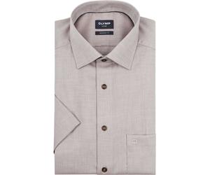 OLYMP Luxor Short Sleeve Hemd Structure Taupe - Größe 42 (L) Braun 42