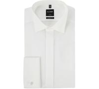 OLYMP Smokinghemd Herren Slim Fit Umschlagmanschetten,Extra langer Arm Baumwolle weiß, 44