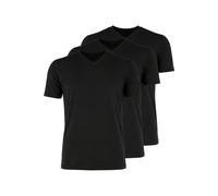 OLYMP Modern Fit T-Shirt V-Ausschnitt Dreierpack schwarz, Einfarbig