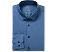 Businesshemd OLYMP "No. Six 24/Seven super slim", Herren, Gr. 39, N-Gr, blau (nürnbergerblau), Web, Obermaterial: 92% Baumwolle, 8% Elasthan, modisch, sehr schmal, Langarm, Hemden, in bequemer Jersey-