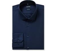 Businesshemd OLYMP "OLYMP No. Six 24/Seven, super slim, Modern Kent", Herren, Gr. 46, Normaler Arm, marine, 64% Baumwolle, 27% Polyester, 9% Elasthan, Hemden (15895039-46) marine