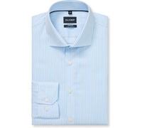 Langarmhemd OLYMP "No 6 six", Herren, Gr. 39, N-Gr, blau (bleu), Web, Obermaterial: 100% Baumwolle, gestreift, casual, sehr schmal, Langarm 2-Knopf-Manschette, Hemden, gestreift, Businesshemd, super s