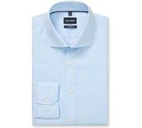 Langarmhemd OLYMP "No 6 six", Herren, Gr. 40, N-Gr, blau (bleu), Web, Obermaterial: 100% Baumwolle, gestreift, casual, sehr schmal, Langarm 2-Knopf-Manschette, Hemden, gestreift, Businesshemd, super s