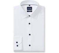 Langarmhemd OLYMP "No. Six", Herren, Gr. 42, N-Gr, weiß, Web, Obermaterial: 97% Baumwolle, 3% Elastolefin, slim fit normal, 2-Knopf-Manschette verstellbar, Hemden, Businesshemd, Kentkragen, Super Slim