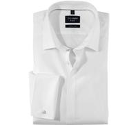Smokinghemd OLYMP "No. Six super slim", Herren, Gr. 40, Normaler Arm, weiß, Web, Obermaterial: 97% Baumwolle, 3% Elastolefin, unifarben, festlich, sehr schmal, Umschlagmanschette, Hemden, Umschlagmans