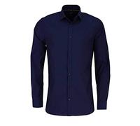 OLYMP No. Six super slim Hemd Langarm New Kent Kragen Muster blau Größe 38