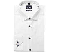 Langarmhemd OLYMP "No. Six", Herren, Gr. 42, N-Gr, weiß, Web, Obermaterial: 97% Baumwolle, 3% Elastolefin, slim fit normal, 2-Knopf-Manschette verstellbar, Hemden, Businesshemd, Kentkragen, Super Slim