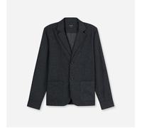 Hemdjacke OLYMP, Herren, Gr. XL, marine, Web, Obermaterial: 55% Leinen, 45% Baumwolle, meliert, lässig geschnitten hüftbedeckend, V-Ausschnitt, 1-Knopf-Manschette, Jacken, meliert und mit Leinen (3058