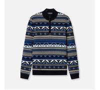 OLYMP Casual Regular Fit Strickpullover Zip marine, Jacquardmuster