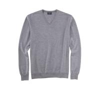 V-Ausschnitt-Pullover OLYMP "OLYMP Strick Casual", Herren, Gr. 3XL, grau (silbergrau), Obermaterial: 100% Schurwolle, tailliert, V-Ausschnitt, Pullover, klassischer Strickpullover (53923930-XXXL) silb