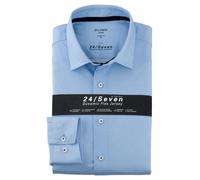 Olymp - Olymp Hemd Jersey 24/Seven Dynymic Flex, bleu mit Aufdruck - Kragenweite - 48