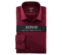 Businesshemd OLYMP "OLYMP Level Five 24/Seven, Body Fit, Kent", Herren, Gr. 39, Normaler Arm, braun (bordeaux), 92% Baumwolle, 8% Elasthan, Hemden (55203440-39) bordeaux