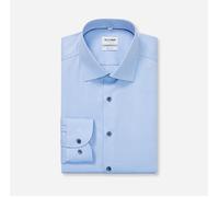 Langarmhemd OLYMP "Level 5", Herren, Gr. 42, N-Gr, blau (bleu), Web, Obermaterial: 97% Baumwolle, 3% Elastolefin, normal, 2-Knopf-Manschette, Hemden Langarmhemd, body fit, New York Kentkragen, fein ge