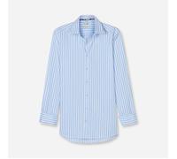 Langarmhemd OLYMP "Level 5", Herren, Gr. 43, N-Gr, blau (bleu), Web, Obermaterial: 97% Baumwolle, 3% Elastolefin, casual, Langarm 2-Knopf-Manschette, Hemden, gestreift, body fit, New York Kentkragen,