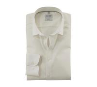 Businesshemd OLYMP "Level Five body fit", Herren, Gr. 45, N-Gr, beige (hellbeige), Web, Obermaterial: 97% Baumwolle, 3% Elastolefin, 2-Knopf-Manschette, Hemden, schlichtes Design (97060916-45) hellbei
