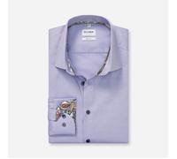 Businesshemd OLYMP "Level 5", Herren, Gr. 41, N-Gr, lila (viola), Web, Obermaterial: 97% Baumwolle, 3% Elastolefin, modisch, Langarm 2-Knopf-Manschette, Hemden, Manschetteninnenseite gemustert, body f