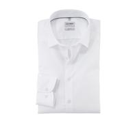 Businesshemd OLYMP "Level Five body fit", Herren, Gr. 43, N-Gr, weiß, Web, Obermaterial: 97% Baumwolle, 3% Elastolefin, klassisch, Langarm 2-Knopf-Manschette, Hemden, schlichtes Design (37945617-43) w