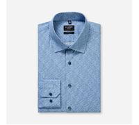 Langarmhemd OLYMP "No 6 six", Herren, Gr. 43, N-Gr, bleu, Web, Obermaterial: 100% Baumwolle, gemustert, sehr schmal normal, 2-Knopf-Manschette, Hemden, super slim, Kentkragen, Businesshemd (71425869-4