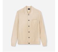 Strickjacke OLYMP "Casual", Herren, Gr. M, beige (hellbeige), Strick, Obermaterial: 50% Wolle, 25% Polyacryl, 24% Polyamid, 1% Elasthan, unifarben, regular fit normal, Rundhals, Strickjacken Strickjac