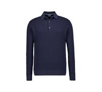 Polokragenpullover OLYMP "Waffle Structure Pullover", Herren, Gr. M, blau (marine), Strick, Obermaterial: 89% Baumwolle, 11% Polyamid, regular fit, Rippbündchen, Pullover, strukturiert, unifarben, reg