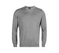 OLYMP Pullover Herren Regular Fit V-Ausschnitt Merinowolle grau, L