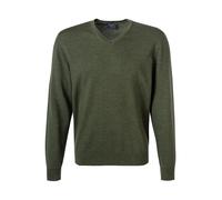 OLYMP Pullover Herren Regular Fit V-Ausschnitt Merinowolle grün, L