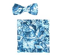 OLYMP Set Fliege, Einstecktuch blau, Gemustert