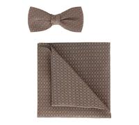OLYMP Set Fliege, Einstecktuch braun, Gemustert